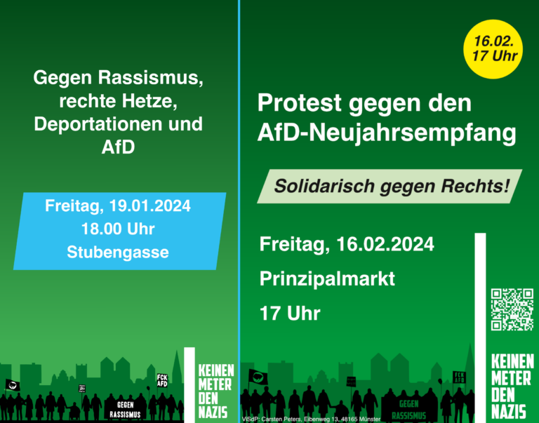Demos gegen Rassismus, rechte Hetze, Deportationen und AfD in Münster